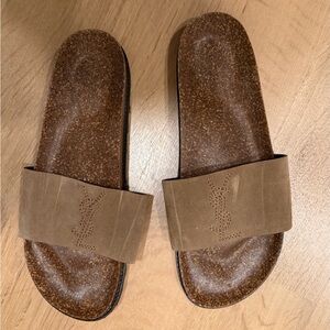 YSL Brown Slide Sandals